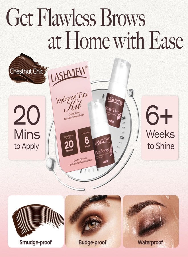 لاش فيو مجموعة لاشفيو لرفع الرموش والحواجب، مجموعة تجعيد الرموش الاحترافية ومجموعة الرموش والحواجب، رفع سريع وتلوين كثيف، هدايا للنساء بجودة صالونات التجميل للاستخدام المنزلي (بني) - Image 4